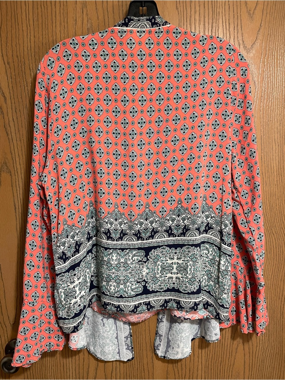 Unique Orange Paisley Top with Navy Printed Faux Cardigan - Picture 7 of 7